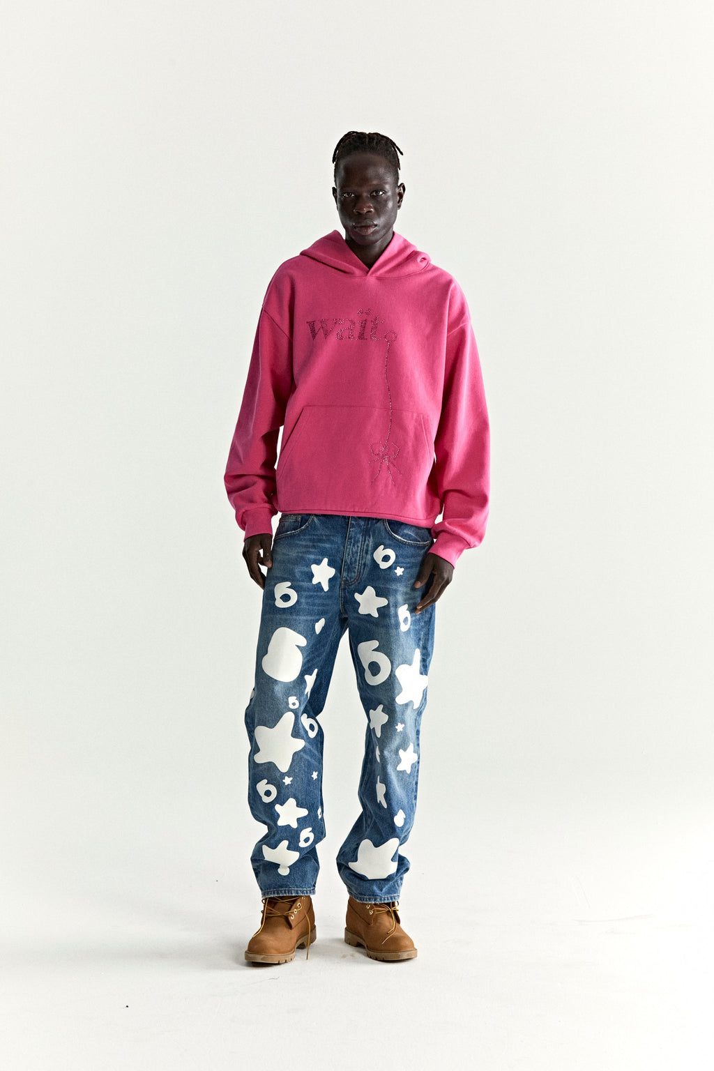 Sp5der Wait Stone Hoodie - Pink