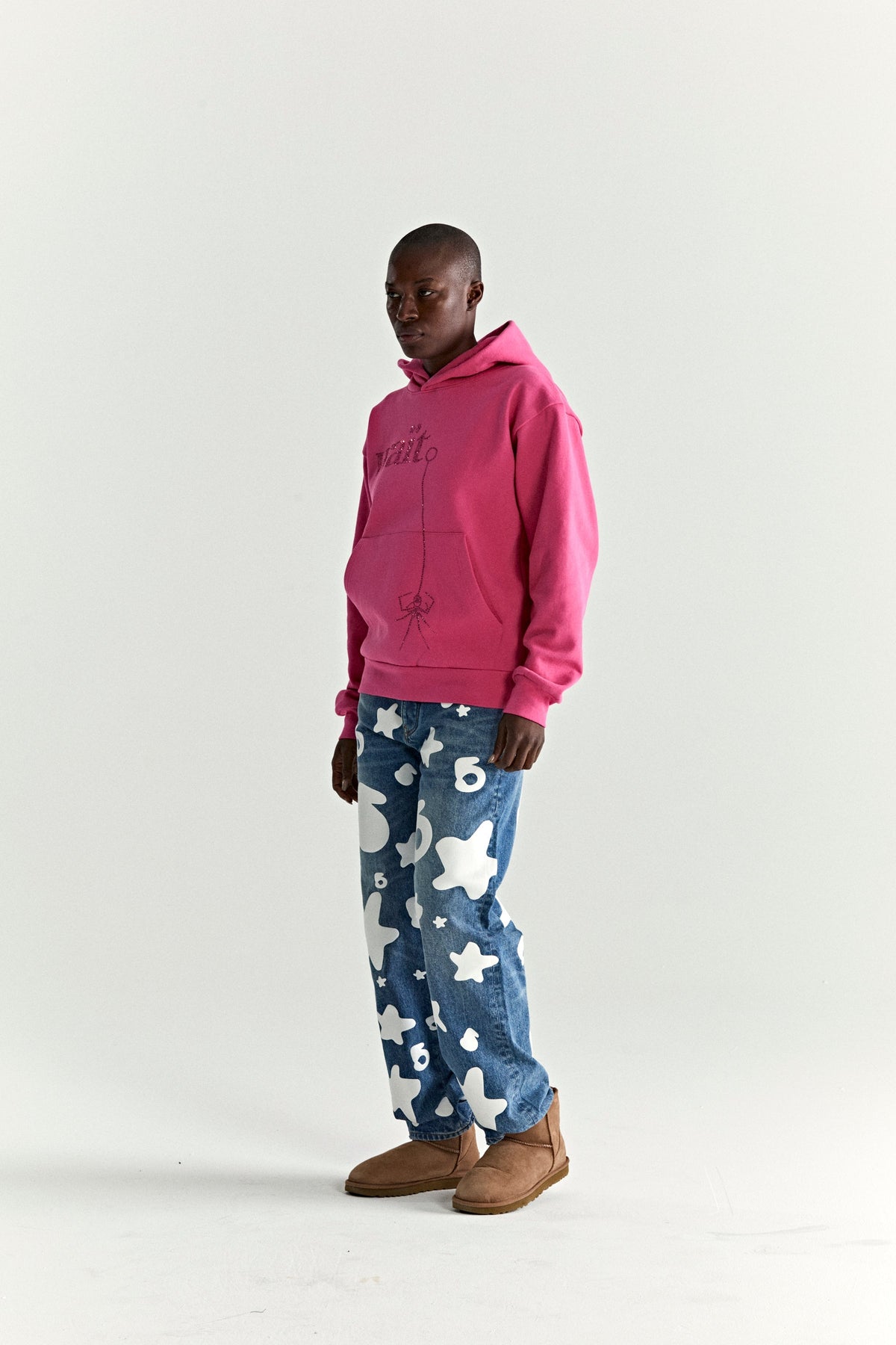 Sp5der Wait Stone Hoodie - Pink