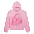 Sp5der Og Web V2 Spray Zip Hoodie - Light Pink