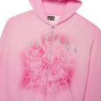 Sp5der Og Web V2 Spray Zip Hoodie - Light Pink