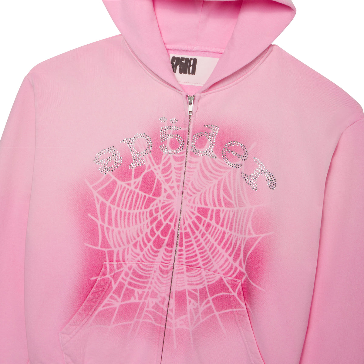 Sp5der Og Web V2 Spray Zip Hoodie - Light Pink