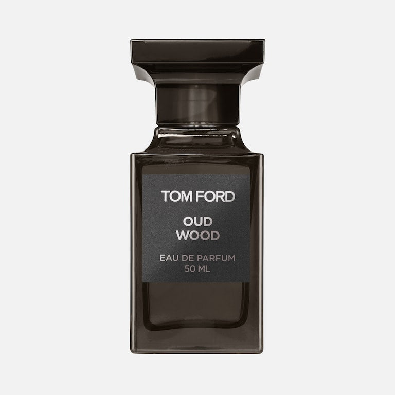 Tom Ford Oud Wood perfume bottle on a white background