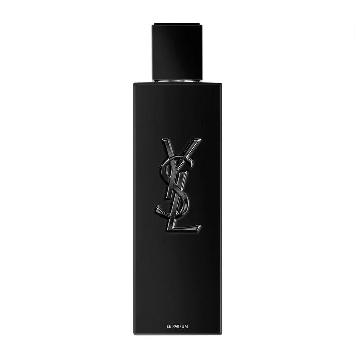 Black YSL perfume bottle on a white background