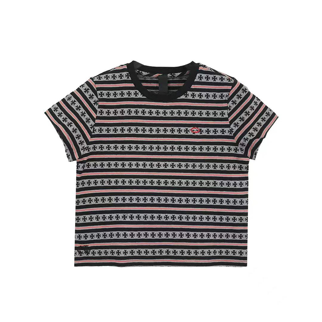 Chrome Hearts Black & Red Stripe Women's Short Sleeve Tee