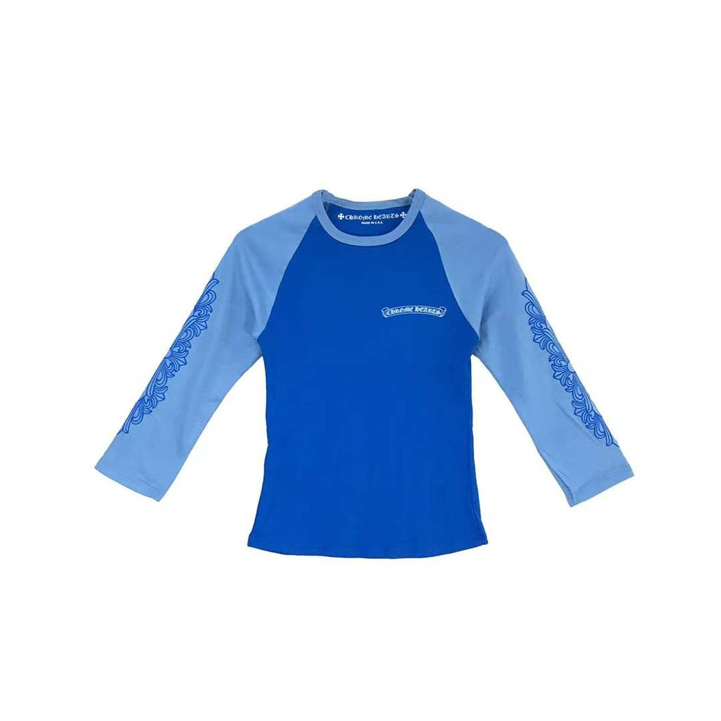 Chrome Hearts Blue Floral Long Mid Sleeve Babyshirt