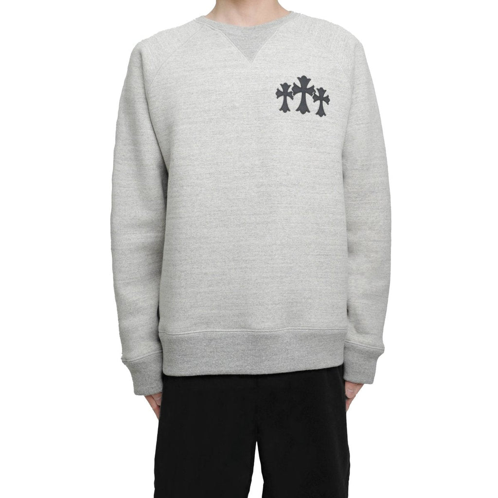 Chrome Hearts CH Cross Leather Patch Grey Sweatshirt - detail view