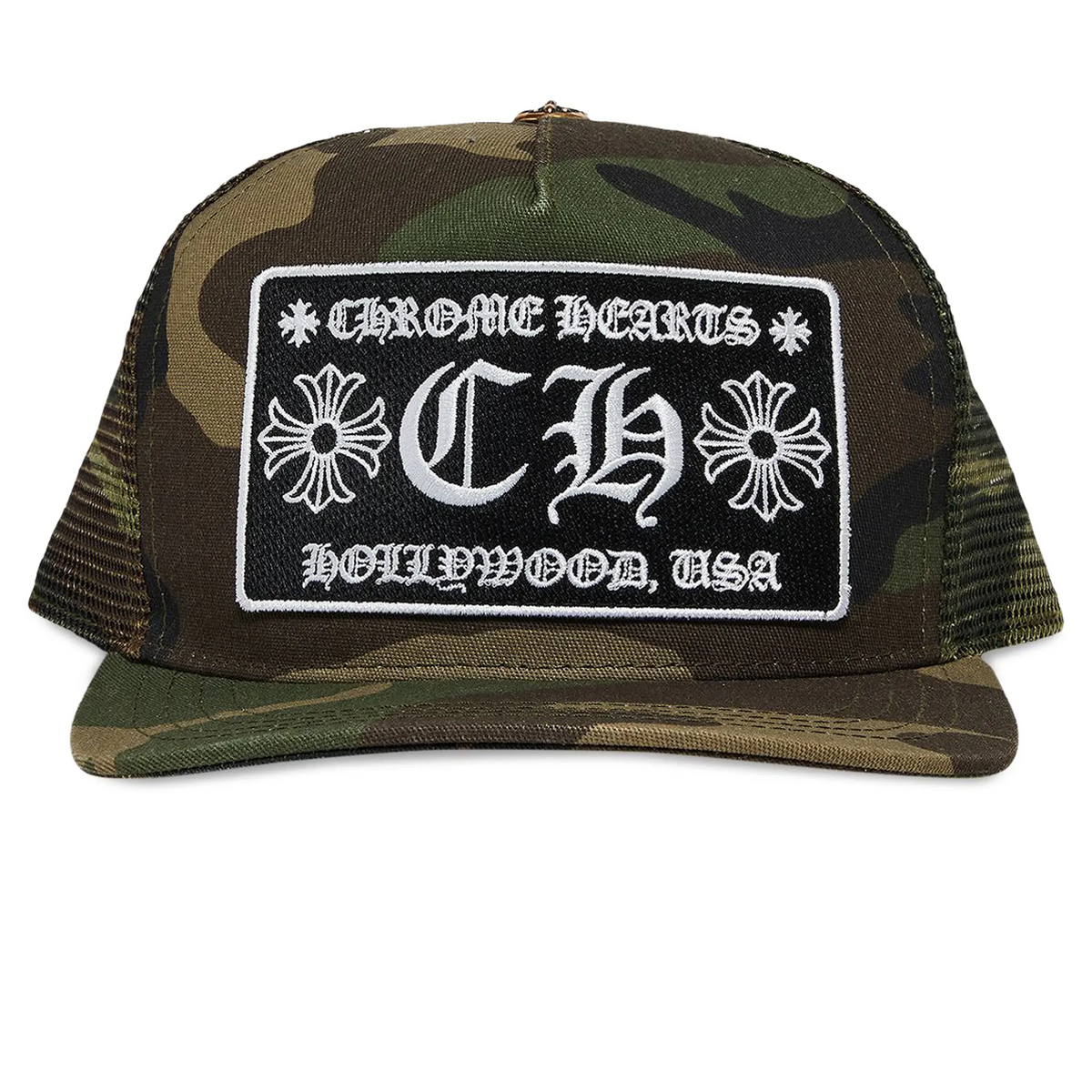 Chrome Hearts CH Hollywood Trucker Cap - Camo Green