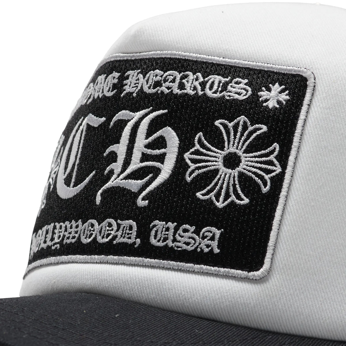 Chrome Hearts CH Hollywood Trucker Cap - White/Black