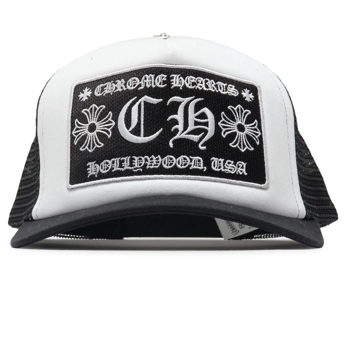 Chrome Hearts CH Hollywood Trucker Cap - White/Black