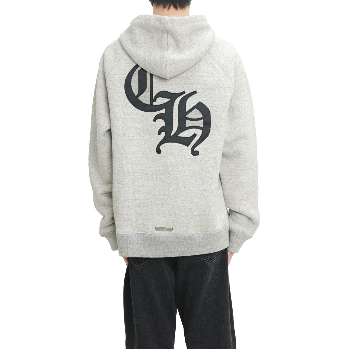 Chrome Hearts CH Logo Cross Leather Patch Grey Pullover Hoodie