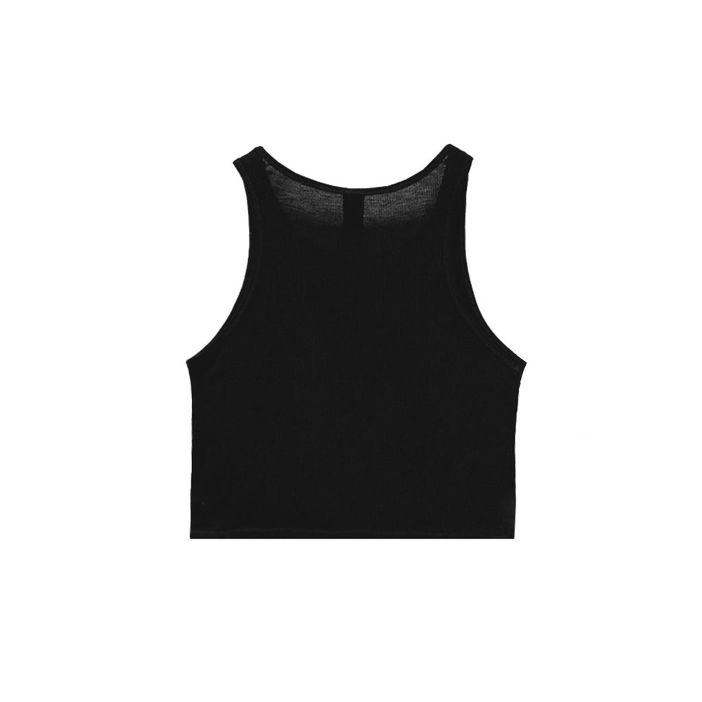 Chrome Hearts Dagger Embroidered Black Cropped Tank Top