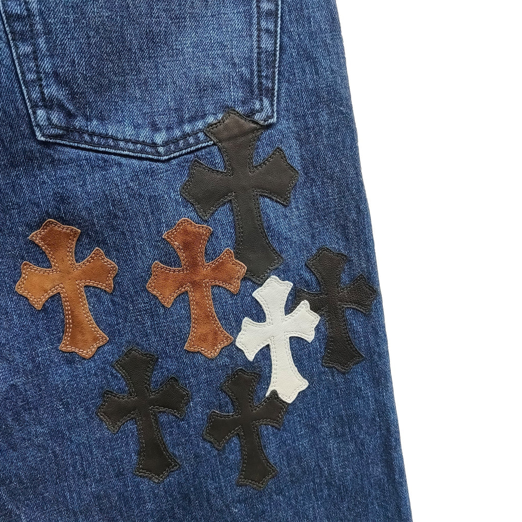 Chrome Hearts Fleur Knee Patch Jeans – Blue alternate view