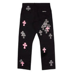 Chrome Hearts Black Denim Fleurknee Cross Patch Jeans