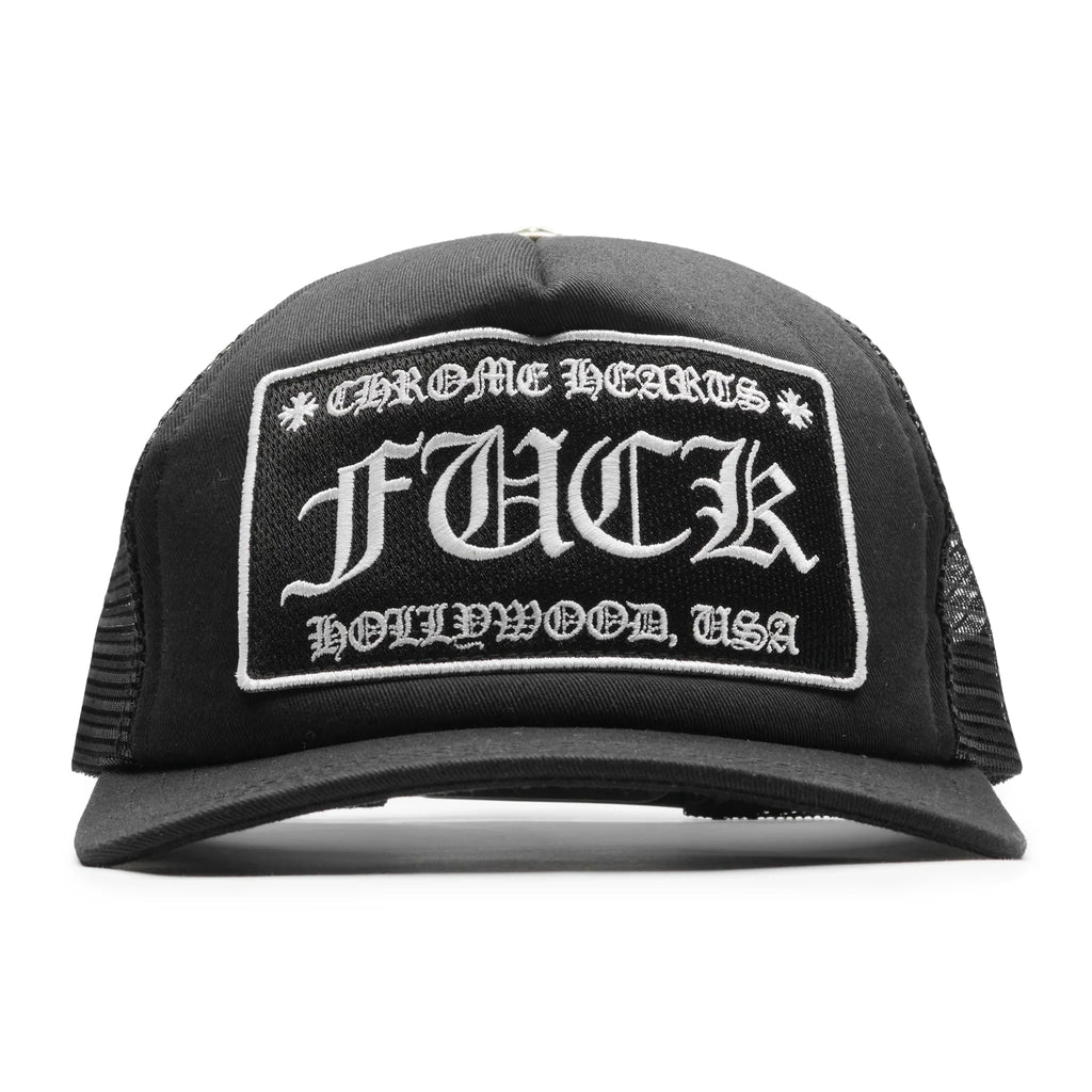 Chrome Hearts Fuck Hollywood Trucker Cap - Black