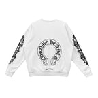 Chrome Hearts Horseshoe Floral Sleeves White Crewneck Sweatshirt - front view