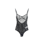 Chrome Hearts Lace Teddy Embroidered Black Bodysuit