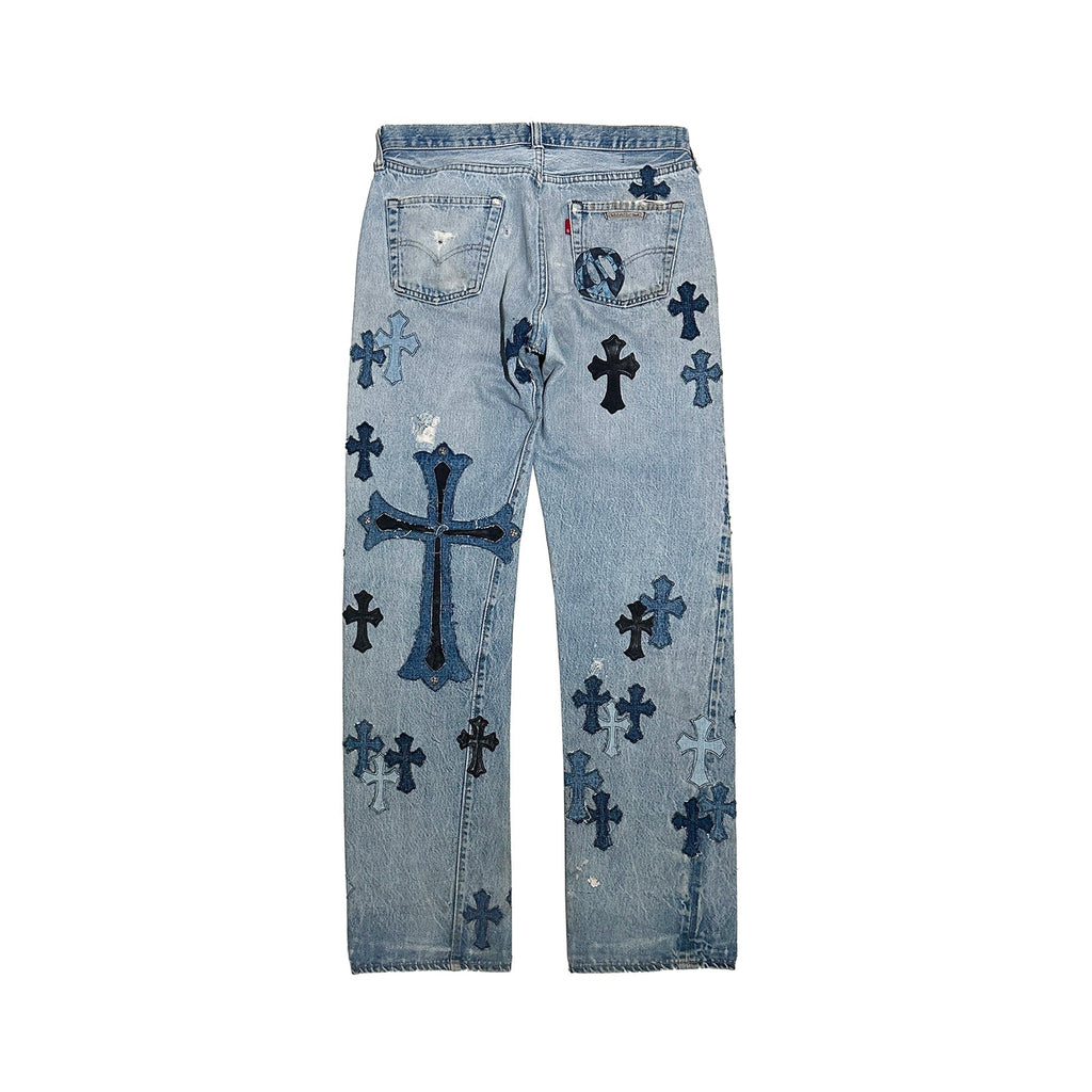 Chrome Hearts Matty Boy Sex Records Cross Patch Jeans – Denim back view
