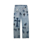 Chrome Hearts Matty Boy Sex Records Cross Patch Jeans – Denim back view