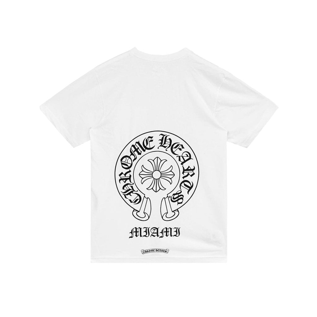 Chrome Hearts Miami Exclusive White Horseshoe Short Sleeve Tee