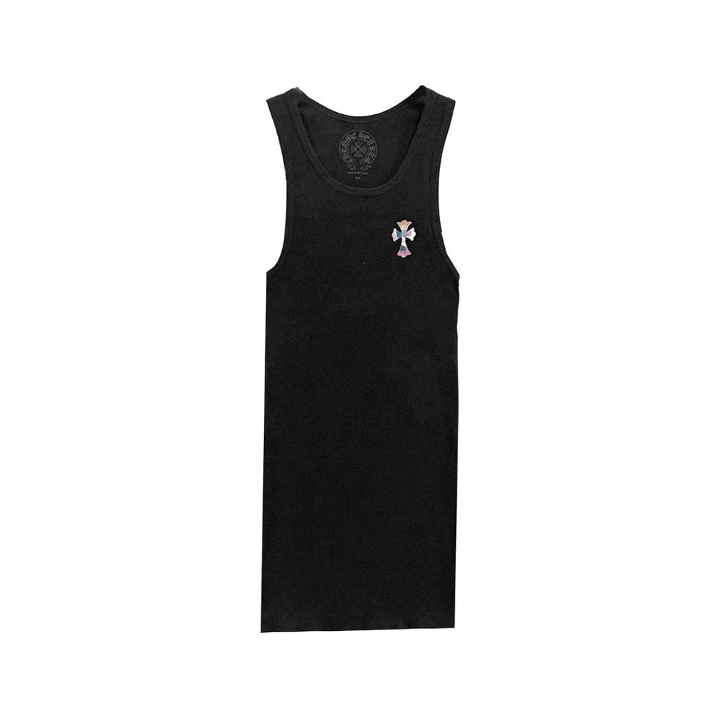 Chrome Hearts Multi Beaded Cross Logo Black Tank Top