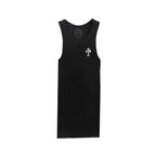 Chrome Hearts Multi Beaded Cross Logo Black Tank Top