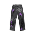Chrome Hearts Online Exclusive Purple Spray Cross Jeans – Washed Grey front view