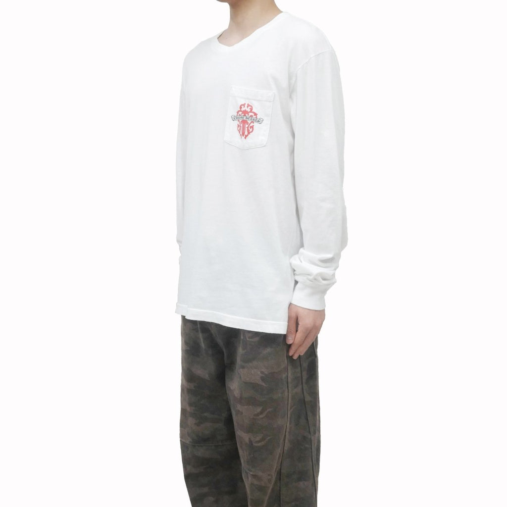 Chrome Hearts Red Dagger White Long Sleeve T-Shirt - Premium Cotton Tee - close up
