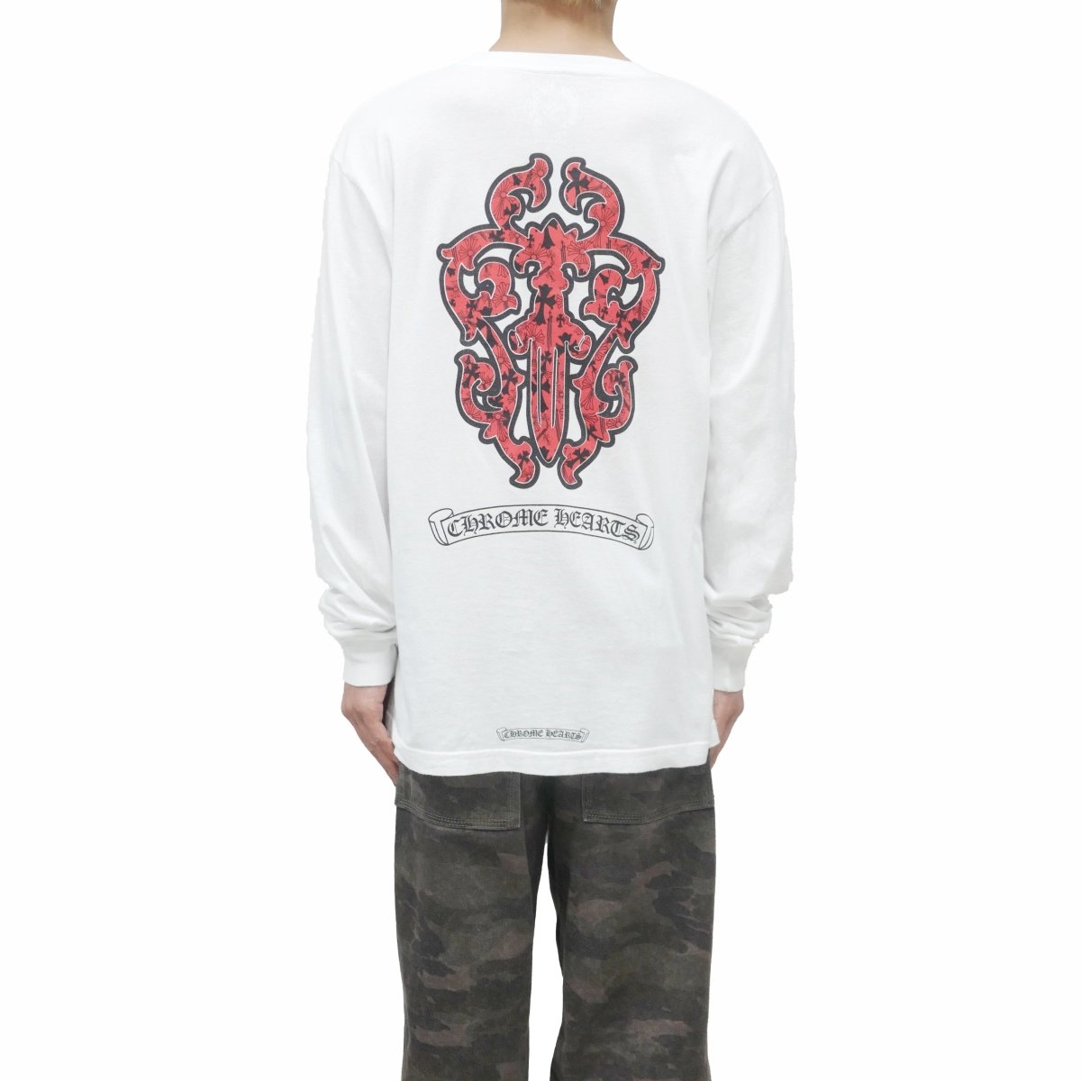 Chrome Hearts Red Dagger White Long Sleeve T-Shirt - Premium Cotton Tee - lifestyle shot