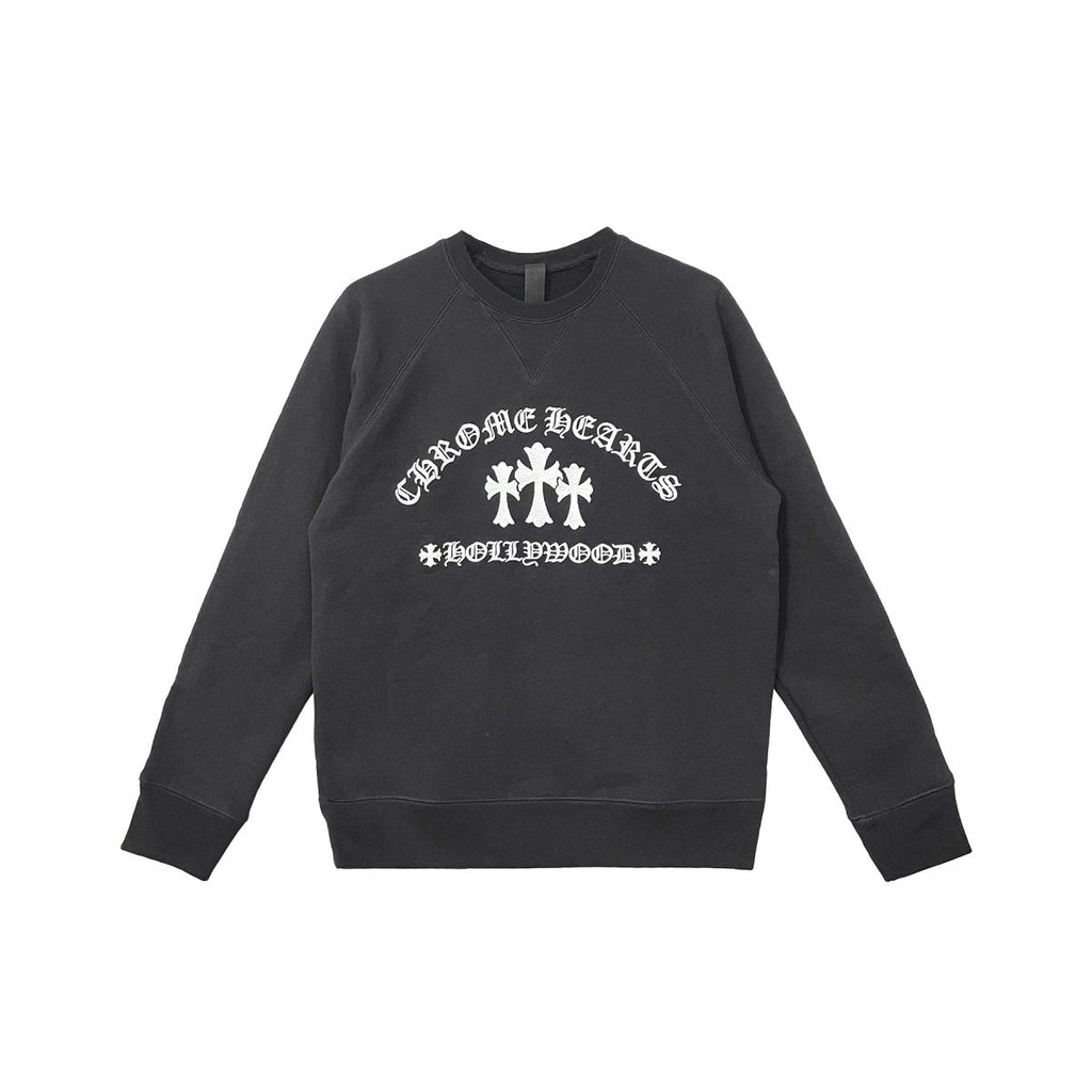Chrome Hearts Triple Cross CH Embroidered Sweatshirt in Black