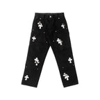 Chrome Hearts White & Zebra Cross Patch Double Knee Carpenter Pants in Black