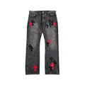 Chrome Hearts x Drake Black Red Cross Patch Jeans – Grey front view