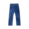 Chrome Hearts x Levi's 501 Black Cross Leather Patch Jeans – Blue front view