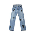 Chrome Hearts x Levi's 501 Black Cross Leather Patch Jeans – Denim front view