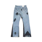 Chrome Hearts x Levi's 501 Black Cross Patch Jeans – Blue back view
