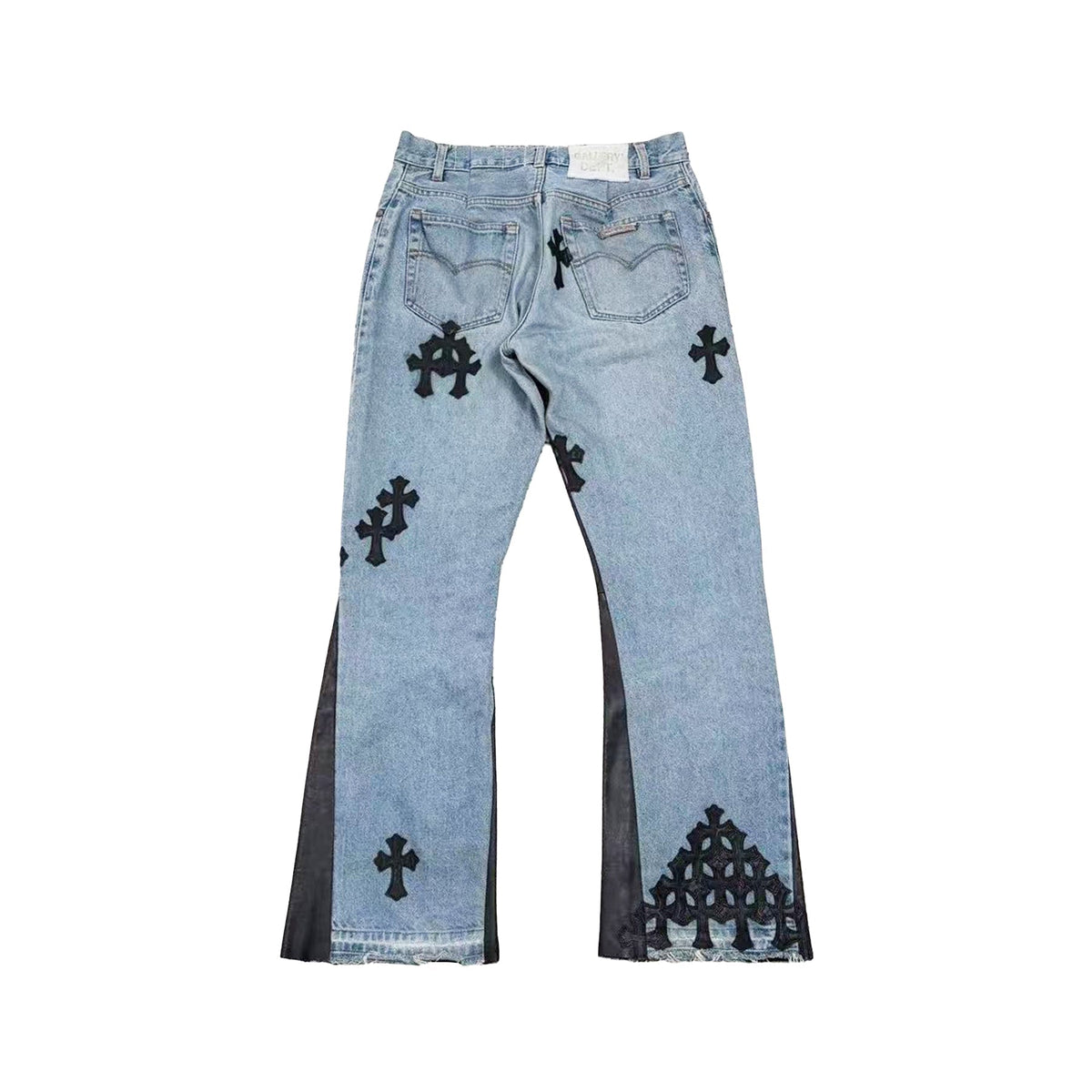 Chrome Hearts x Levi's 501 Black Cross Patch Jeans – Blue back view