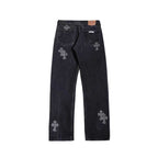 Chrome Hearts x Levi's 501 Checkerboard Pony Hair Cross Patch Jeans – Black back view