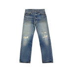 Chrome Hearts x Levi's 501 Distressed Washed Blue Jeans front view