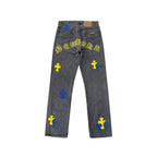 Chrome Hearts x Levi's 501 New York Exclusive Cross Patch Jeans – Grey front view
