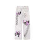 Chrome Hearts x Levi's 501 Purple Cross Spray-Painted Jeans – Washed Grey back view