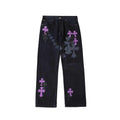 Chrome Hearts x Levi's 501 Purple Cross Spray Print Jeans – Black front view