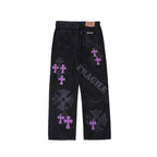 Chrome Hearts x Levi's 501 Purple Cross Spray Print Jeans – Black back view