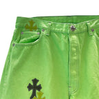 Chrome Hearts x Levi's 501 Sex Records Cross Patch Jeans – Vintage Green detail view