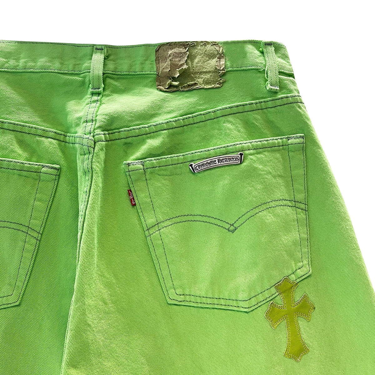 Chrome Hearts x Levi's 501 Sex Records Cross Patch Jeans – Vintage Green alternate view