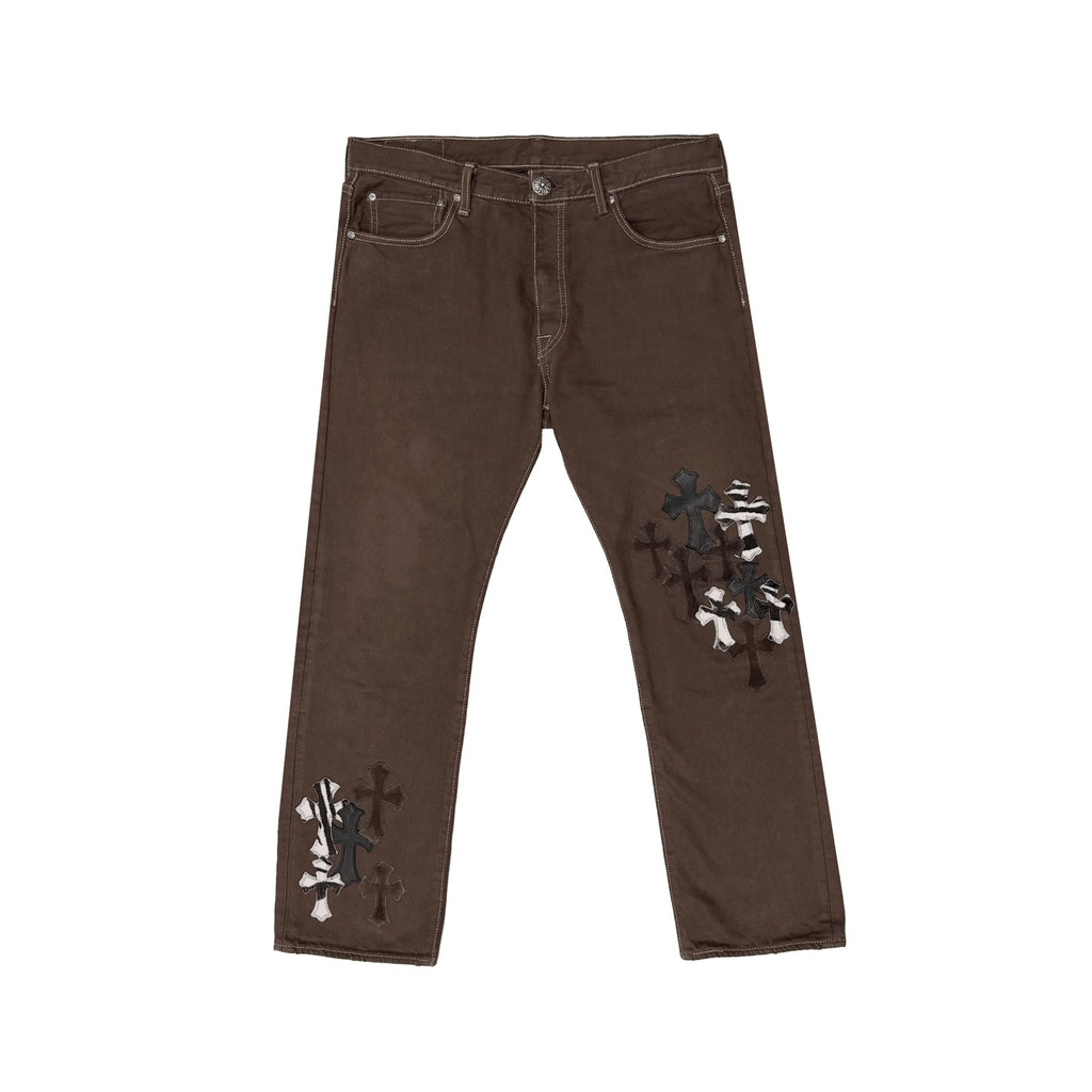 Chrome Hearts x Levi's 501 Zebra Cross Patch Jeans – Brown front view