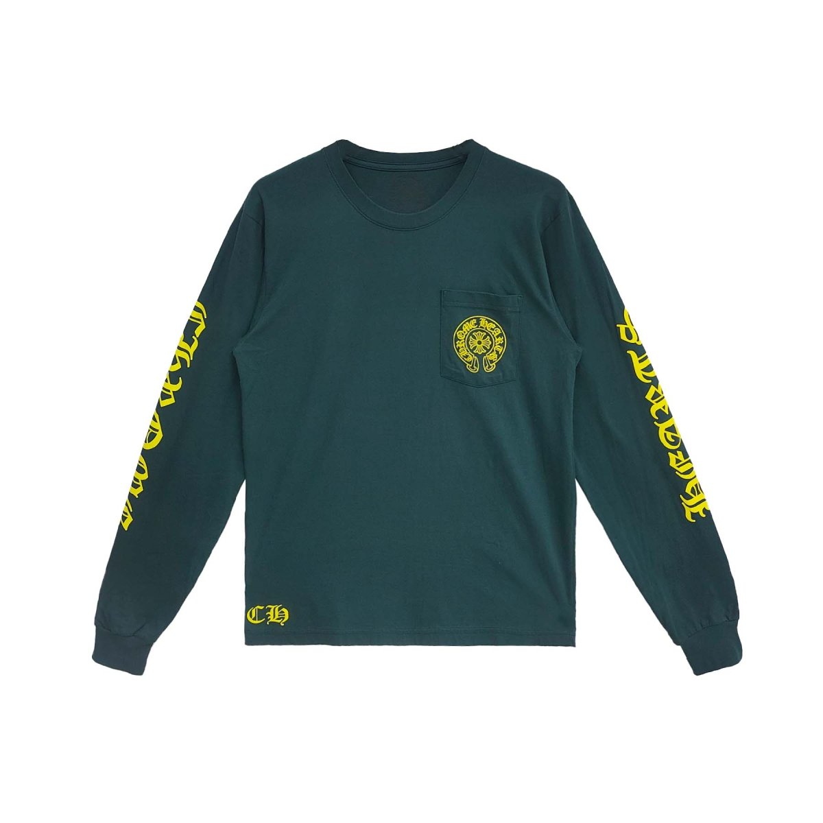 Chrome Hearts Yellow&Green Horseshoe Long Sleeve T-Shirt Tee - front view