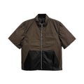 Chrome Hearts Zip Nylon Leather Patchwork Brown Shirt Jacket