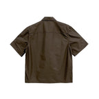 Chrome Hearts Zip Nylon Leather Patchwork Brown Shirt Jacket