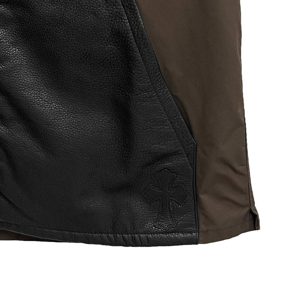 Chrome Hearts Zip Nylon Leather Patchwork Brown Shirt Jacket