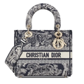 Dior Medium Lady D-Lite Reverse Embroidery Bag - Blue Toile de Jouy