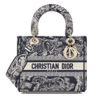 Dior Medium Lady D-Lite Reverse Embroidery Bag - Blue Toile de Jouy